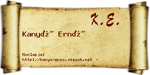 Kanyó Ernő névjegykártya